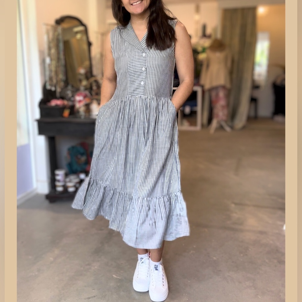 NWT Dress Addict Moet Gray Stripe Dress XL
